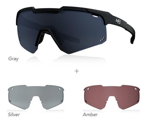 Óculos Hb Shield Evo Road Matte Black Kit Gray Silver Amber