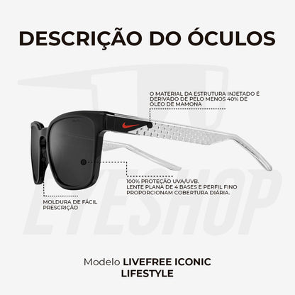 Óculos de Sol Nike Livefree Iconic EV24012 Black Dark Grey