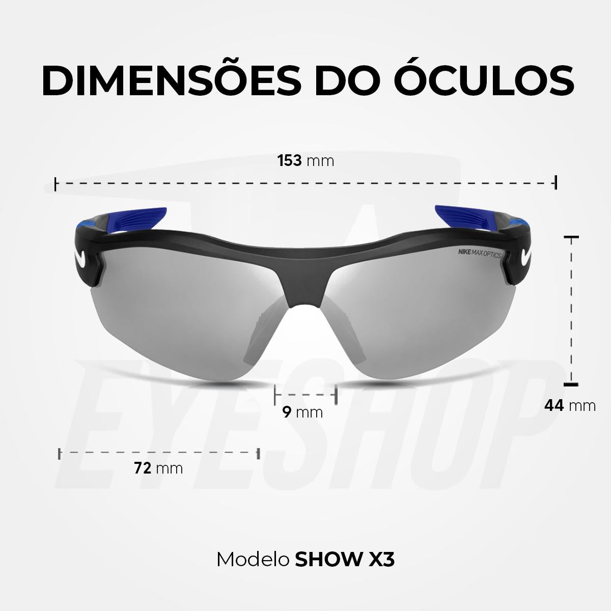 Óculos de Sol Nike Show X3 DJ2036 Black Grey Silver Flash