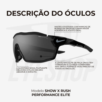 Óculos de Sol Nike Show Rush DZ7368 Anthracite Silver Flash