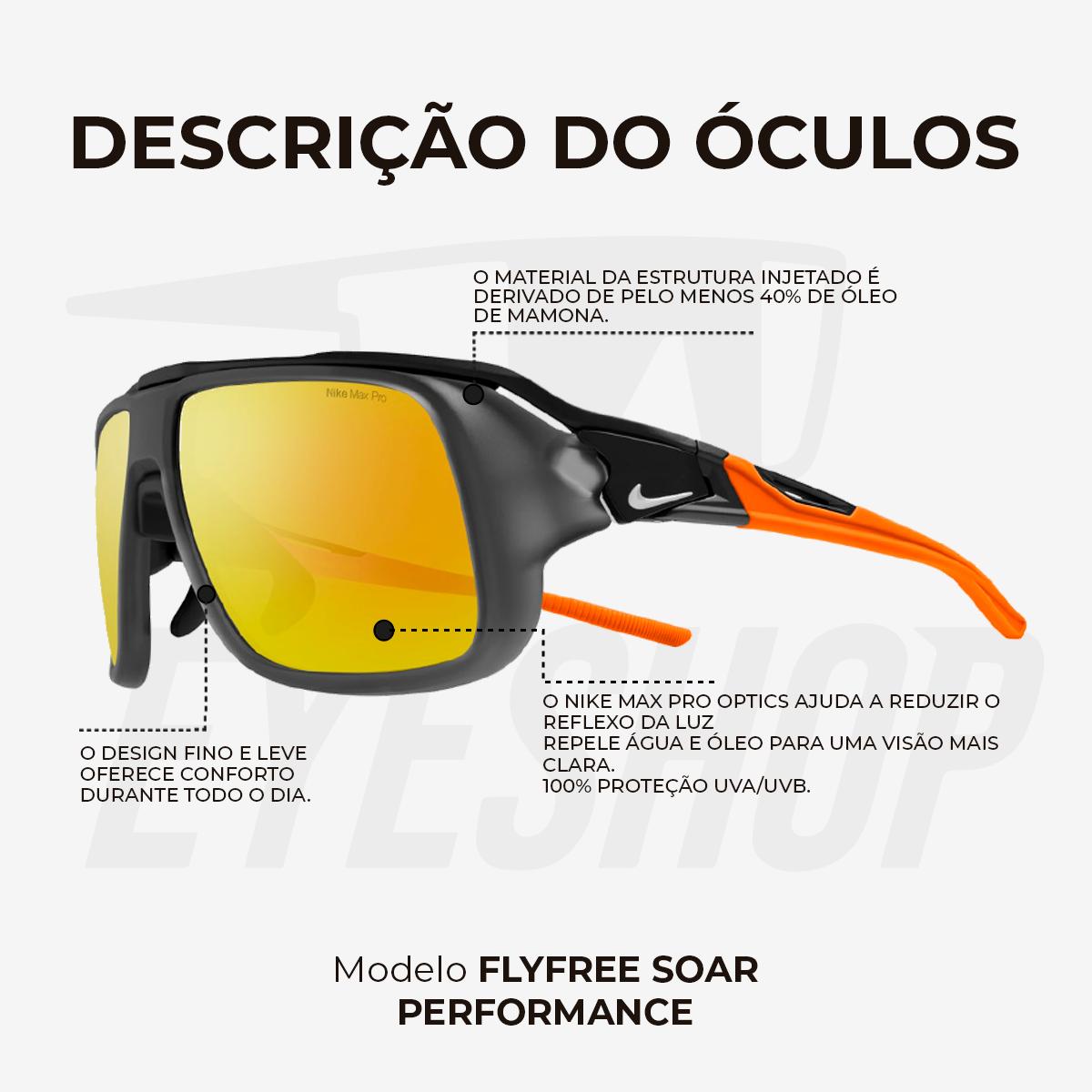 Óculos Sol Nike Flyfree Soar EV24001 Matte Anthracite Orange