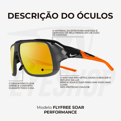 Óculos Sol Nike Flyfree Soar EV24001 Matte Anthracite Orange
