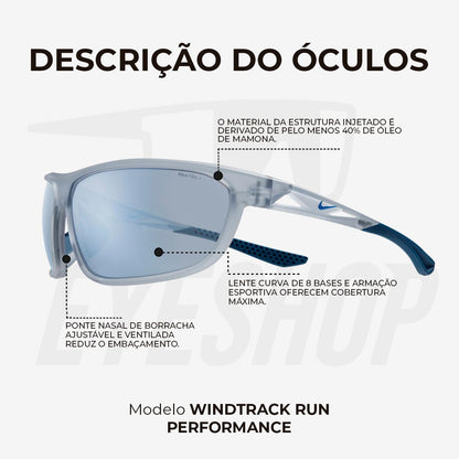 Óculos de Sol Nike Windtrack Run EV24003 Matte Slate Silver Flash
