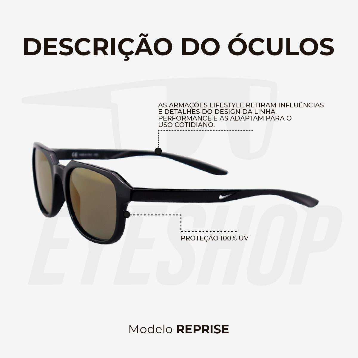 Óculos de Sol Nike Reprise DV6958 Black Gold Mirror