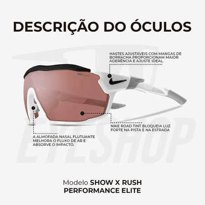 Óculos de Sol Nike Show X Rush DZ7369 White Road Tint