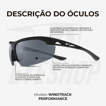 Óculos de Sol Nike Windtrack FV2393 Matte Black Silver Flash