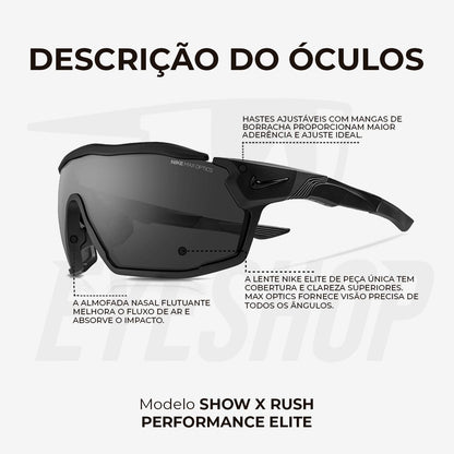 Óculos de Sol Nike Show Rush DZ7368 Black Dark Grey