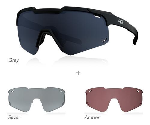 Óculos Hb Shield Evo Road Matte Black Kit Gray Silver Amber