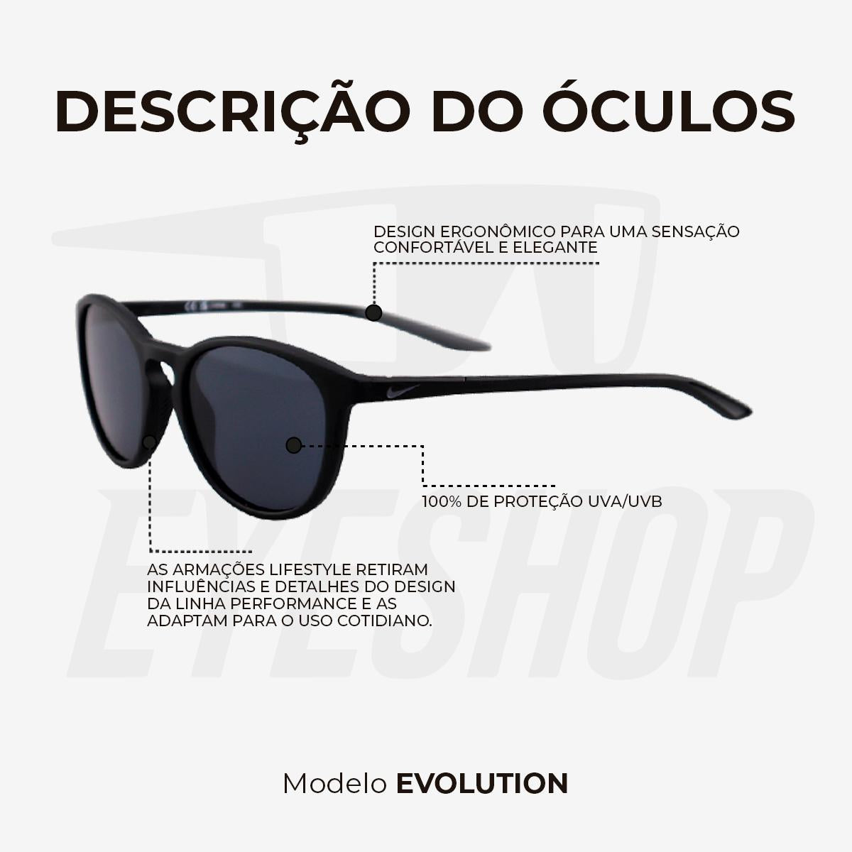 Óculos de Sol Nike Evolution DZ7360 Black Dark Grey