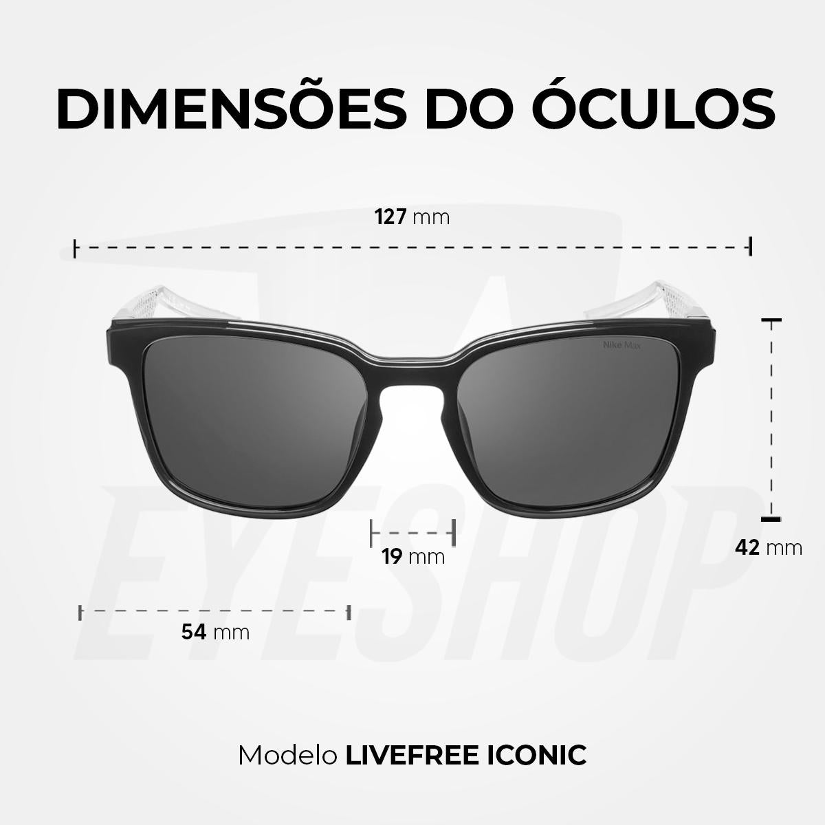 Óculos de Sol Nike Livefree Iconic EV24012 Black Dark Grey