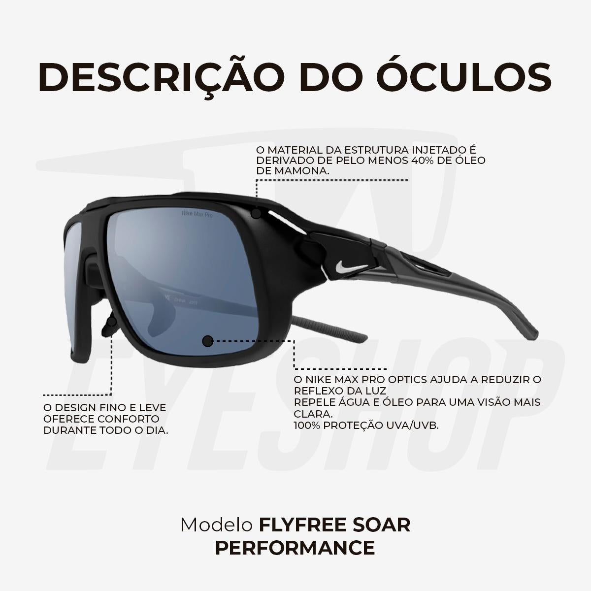 Óculos de Sol Nike Flyfree Soar EV24001 Matte Black Dark Gray