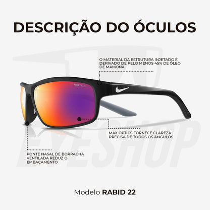 Óculos de Sol Nike Rabid 22 E DV2152 Matte Black Field Tint