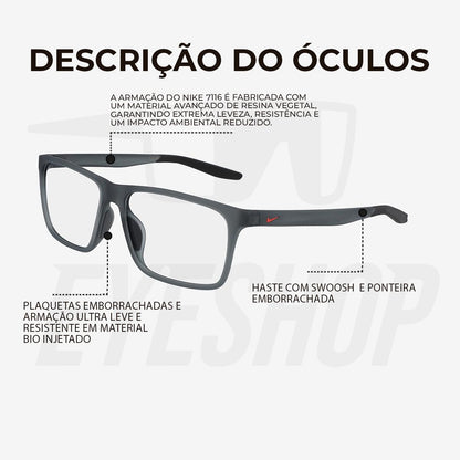 Óculos de Grau Nike 7116 Matte Dark Grey/Black