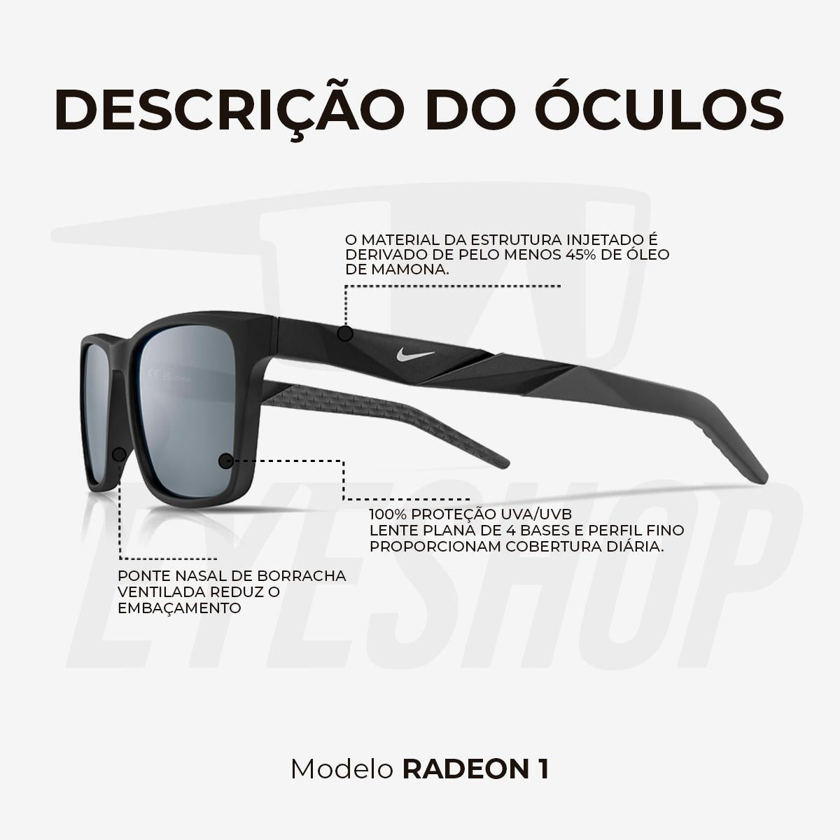 Óculos de Sol Nike Radeon 1 FV2402 Matte Black Silver Flash