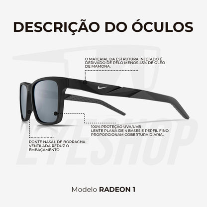 Óculos de Sol Nike Radeon 1 FV2402 Matte Black Silver Flash
