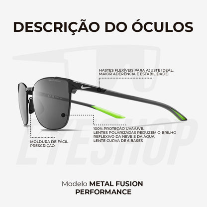 Óculos Sol Nike Metal Fusion FV2384 Satin Black Polarizado