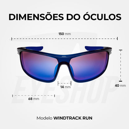 Óculos de Sol Nike Windtrack Run EV24004 Midnight Navy Blue Mirror