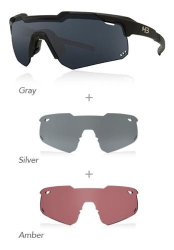 Óculos Hb Shield Evo Mountain Black Kit 3 Gray Silver Amber