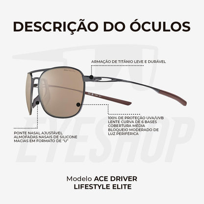 Óculos de Sol Nike Ace Driver EV24009 Satin Gunmetal Course Brown