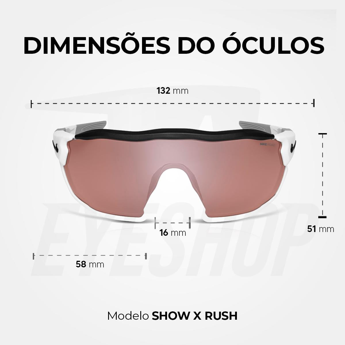 Óculos de Sol Nike Show X Rush DZ7369 White Road Tint